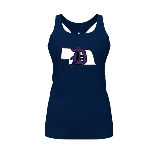 [FT0TRBNV-FYS-LOGO1] Decker Racerback Tank Top (Female Youth S, Navy, Logo 1)