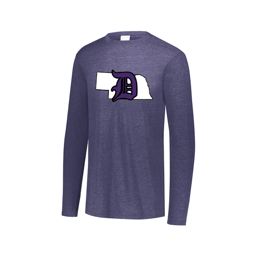 [FTLCUBNV-AXS-LOGO1] Decker Men's Tri-Blend T-Shirt - Long Sleeve (Adult XS, Navy, Logo 1)