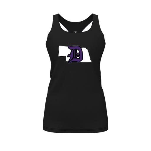 [CUS-DFW-RCBK-PER-BLK-FYS-LOGO1] Racerback Tank Top (Female Youth S, Black, Logo 1)