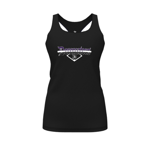 [CUS-DFW-RCBK-PER-BLK-FYS-LOGO3] Racerback Tank Top (Female Youth S, Black, Logo 3)