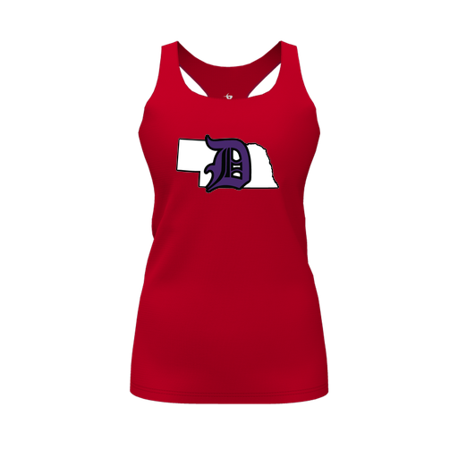 [CUS-DFW-RCBK-PER-RED-FYS-LOGO1] Racerback Tank Top (Female Youth S, Red, Logo 1)