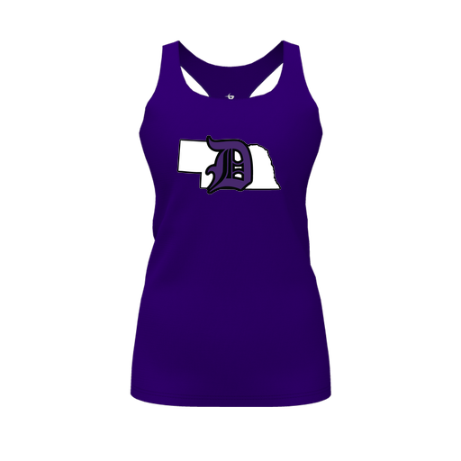 [FT0TRBPP-FYS-LOGO1] Decker Racerback Tank Top (Female Youth S, Purple, Logo 1)