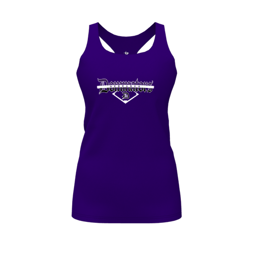 [CUS-DFW-RCBK-PER-PUR-FYS-LOGO3] Racerback Tank Top (Female Youth S, Purple, Logo 3)