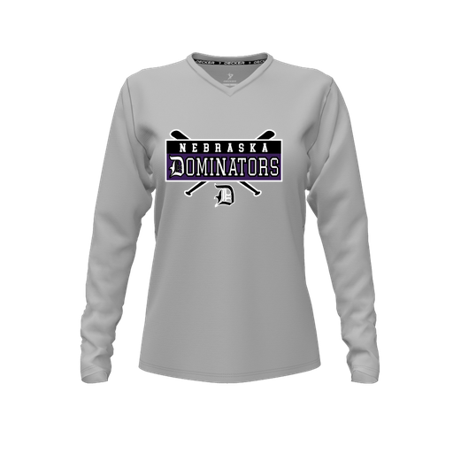 [FTLVPTGY-FYXS-LOGO2] Decker Performance T-Shirt (Female Youth XS, Gray, V Neck, Logo 2, Long Sleeve)