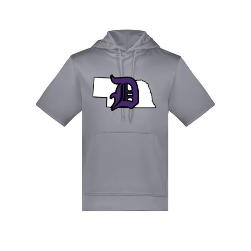 [6871.059.S-LOGO1] Men's Dri Fit Short Sleeve Hoodie (Adult S, Gray, Logo 1)