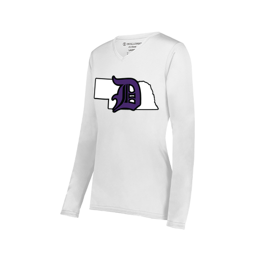 [222824.005.S-LOGO1] Ladies LS Smooth Sport Shirt (Female Adult S, White, Logo 1)