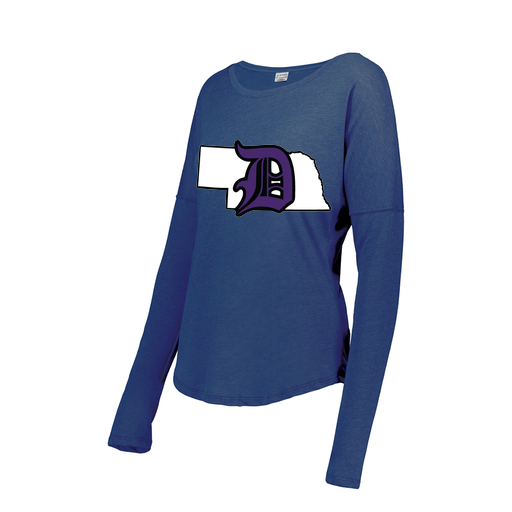 [FTLCUBRY-FAXS-LOGO1] Decker Women's Tri-Blend T-Shirt - Long Sleeve (Female Adult XS, Royal, Logo 1)